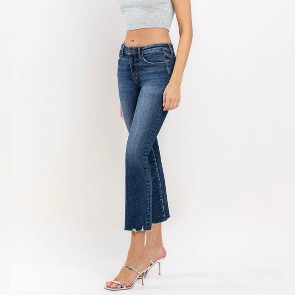 Lovervet Mid Rise Cropped Mini Bootcut Jeans Blue Size 27 NWT